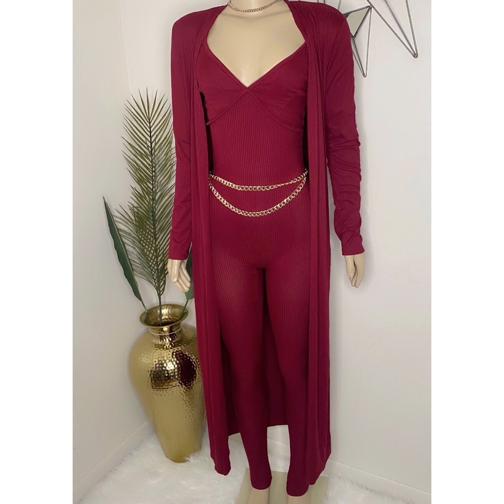 🔥Women’s 2pc Burgundy Cardigan Set